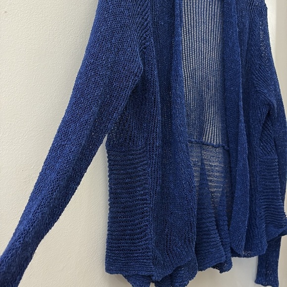 Eileen Fisher  Blue Open-Front Cardigan - large - open knit - cotton/linen - Picture 4 of 6